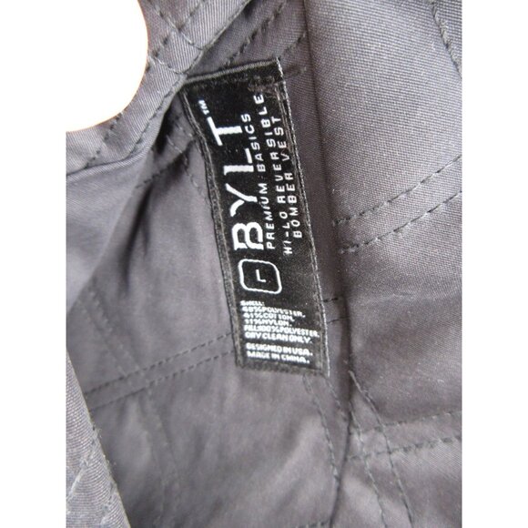 BYLT Vest Large Gray Hi-Lo Reversible Quilted Bomber Jacket Full Zip - Picture 6 of 14